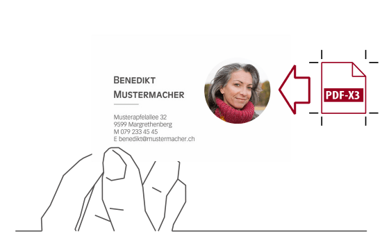Visitenkarten 1-seitig Upload von PDF-X3-Dateien
